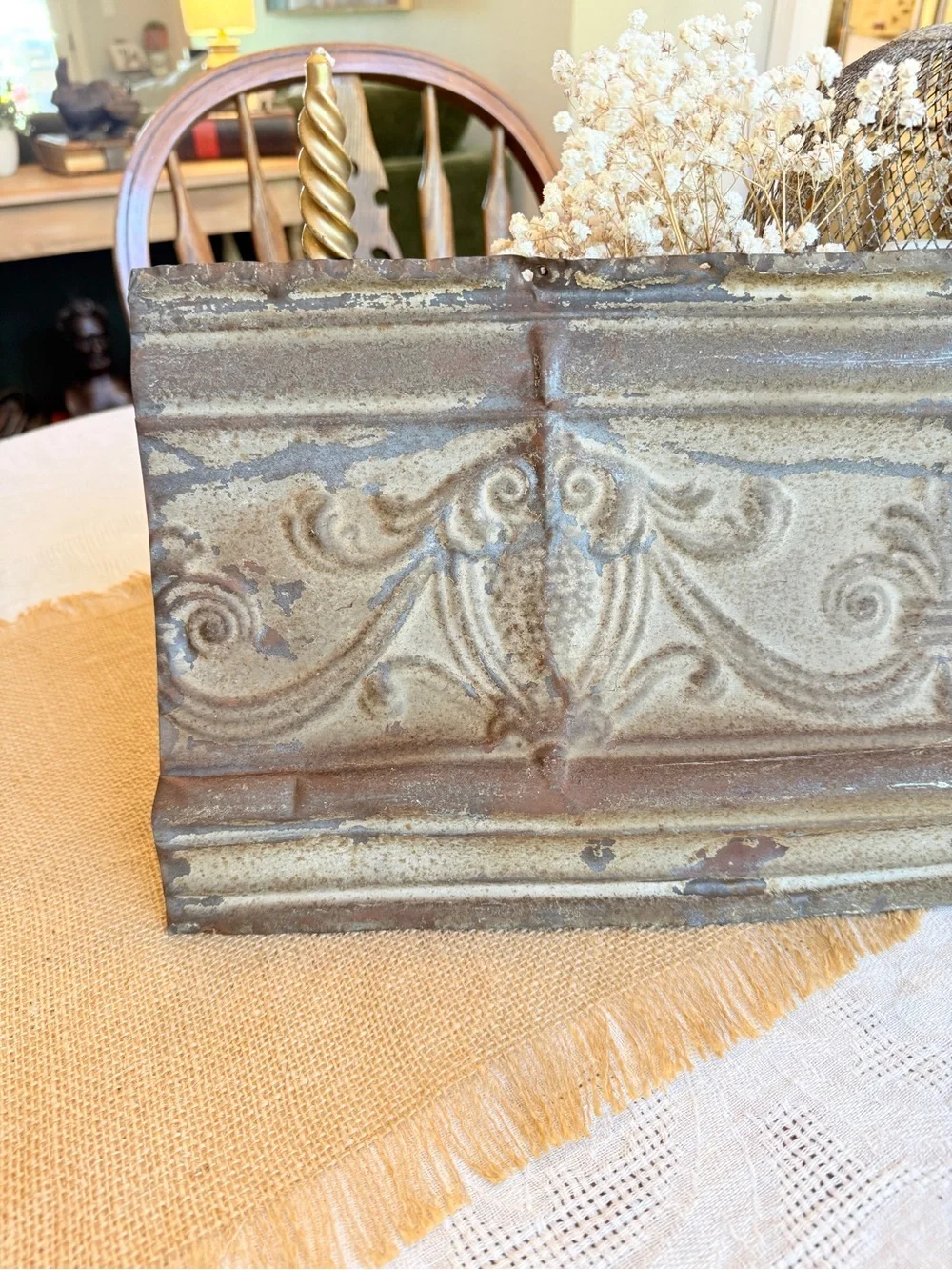Antique Pressed Tin Ceiling Cove - Salvaged Architectural Panel